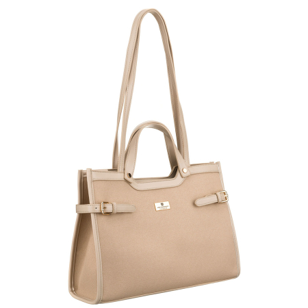 Genti Dama - Geantă clasică de damă, bej, cu clemă magnetică - Peterson PTR-PTN LILIA BEIGE