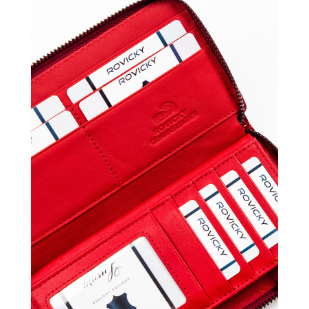 Portofel mare de damă cu fermoar, roșu, piele lăcuită, naturală și ecologică, RFID STOP - Rovicky PTR-RPN-25-YM-5814 [6]