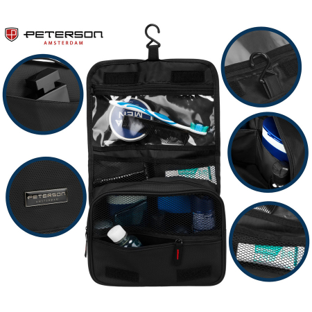 Geantă neagră pentru cosmetice de călătorie cu maner - Peterson PTR-PTN KOS-H-02-6820 BL [4]