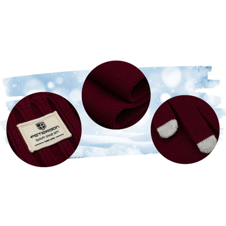 Set: căciulă, mănuși și eșarfă de culoare bordo - Peterson PTR-PTN WS-02-1952 WINE [14]