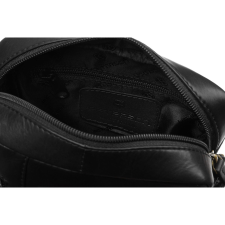 Geantă elegantă de culoare neagră pentru bărbați, din piele naturală, cu buzunar exterior cu fermoar - Peterson PTR-PTN YP002-TUM-0437 B [5]