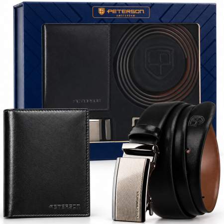  Handbags, Wallets & Cases  - Set cadou: Portofel vertical din piele neagră și curea reversibilă cu catarame interschimbabile - Peterson - Dario – Il Viaggiatore