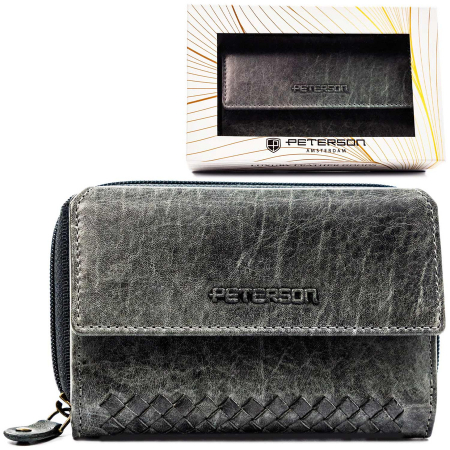 Portofele Dama - Portofel dama din piele naturala Peterson PTR-PTN WD3-VLCN-4512 BL