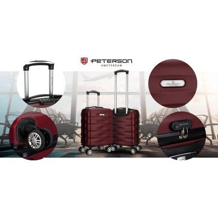 Valiză mică de cabină cu roți detașabile, culoare vișinie - Peterson PTR-PTN 5806-W-XS-4473 P [2]