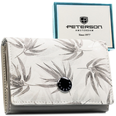 Portofele Dama - Portofel dama din piele naturala Peterson PTR-PTN PX30-1-NPK WHITE