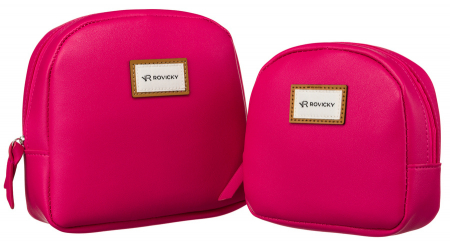 Import - Set doua genti cosmetice dama din piele ecologica - Rovicky PTR-R-261-9367 FUCHSIA