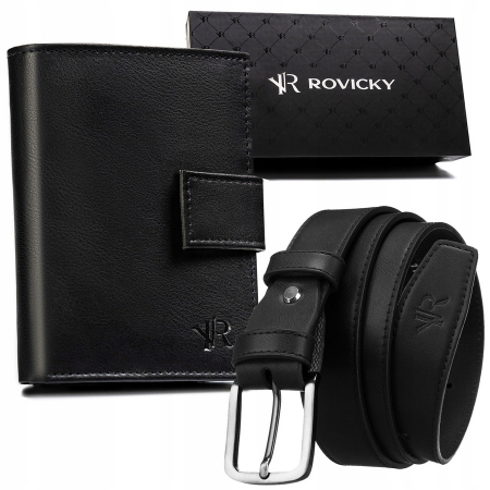 Seturi Cadou - Set cadou portofel barbati si curea din piele Rovicky PTR-R-N004L-110-PU03 BL