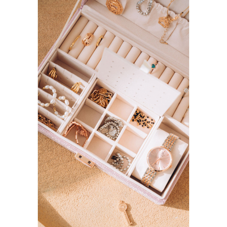 Cutie de bijuterii roz cu spațiu dedicat pentru un ceas - Peterson PTR-PTN SZK-13-5998 ROSE [8]