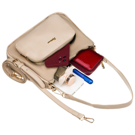 Geantă de damă bej din nailon și piele ecologică, cu mânere și curea detașabilă - Peterson PTR-PTN JN-16-0368 BEIGE [18]