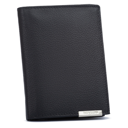 Import - Portofel mare bărbătesc din piele neagră, fără închidere exterioară - 4U Cavaldi PTR-N4-P-PDM-BL BLACK