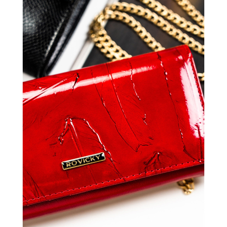 Portofel mare de damă din piele lăcuită, confecționat din piele naturală și ecologică, închidere clasică cu capsă orizontală, protecție RFID - Rovicky PTR-RPN-27-YM-5821 [3]