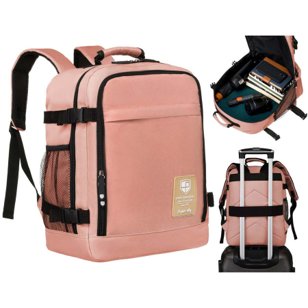 Rucsac spațios, pentru cabină de călătorie, cu port USB în culoarea roz - Peterson PTR-PTN APP-6653 PINK [1]