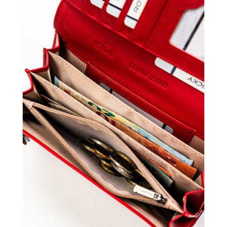 Portofel mare de damă din piele lăcuită, confecționat din piele naturală și ecologică, închidere clasică cu capsă orizontală, protecție RFID - Rovicky PTR-RPN-27-YM-5821 [8]