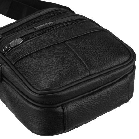 Geantă bărbătească din piele naturală de culoare neagră, cu închidere cu fermoar - Rovicky R-ST7-04-7601-BLACK [6]