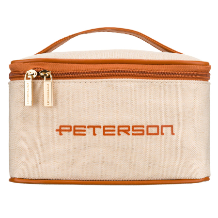 Geantă cosmetică din material sintetic bej și maro, cu mâner și închidere cu fermoar - Peterson PTR-PTN KOS-DA-16-3491 B [1]