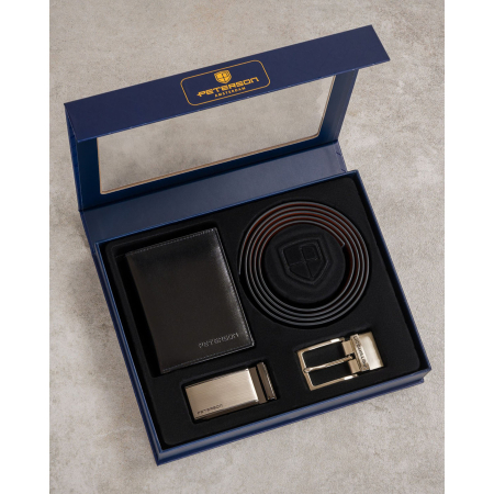 Set cadou: Portofel vertical din piele neagră și curea reversibilă cu catarame interschimbabile - Peterson - Dario – Il Viaggiatore [2]