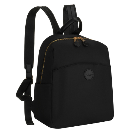 Import - Rucsac urban pentru femei, confecționat din nailon și piele ecologică, de culoare neagră, cu fermoar - Peterson PTR-PTN JN-17-0412 BLACK