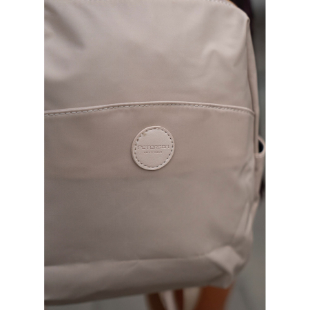 Rucsac bej pentru femei din nailon și piele ecologică cu fermoar - Peterson PTR-PTN JN-17-0405 BEIGE [17]
