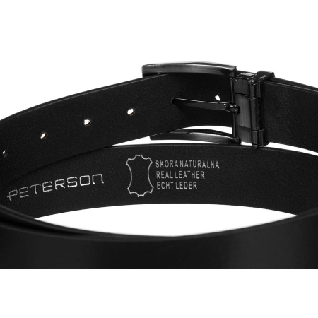 Curea bărbătească lată din piele neagră cu cataramă clasică - Peterson PTR-PTN LTP-TEX-85 BL [2]