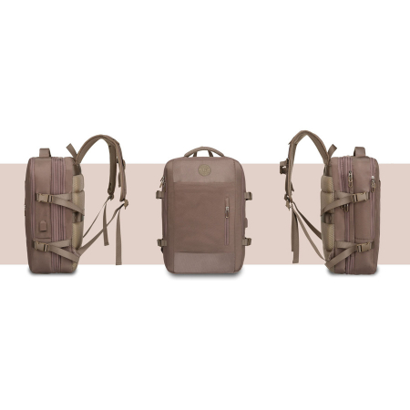 Rucsac de călătorie bej cu port USB - Peterson PTR-PTN 24421-5081 BEIGE [6]