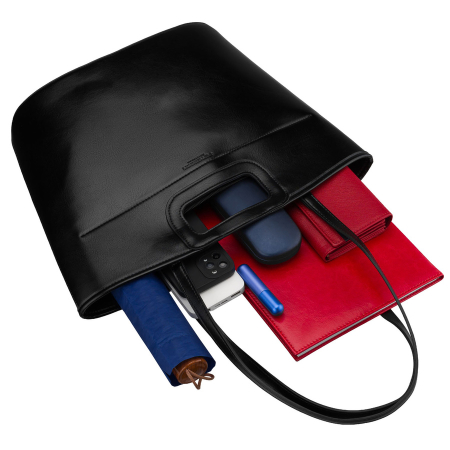 Geantă mare de damă, tip shopper, neagră, din piele ecologică, cu închidere cu fermoar - Peterson PTR-PTN TOR-ALE-29 BLACK [8]