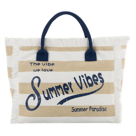 Geantă mare de plajă cu fermoar, albă și bej, geantă shopper - Peterson PTR-PTN MX05-M-WHITE-BEI [2]