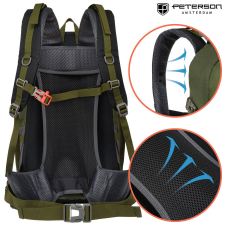 Rucsac de drumeție sport verde aventură cu fluier de salvare - Peterson PTR-PTN JPS-01-8474 GREE [8]