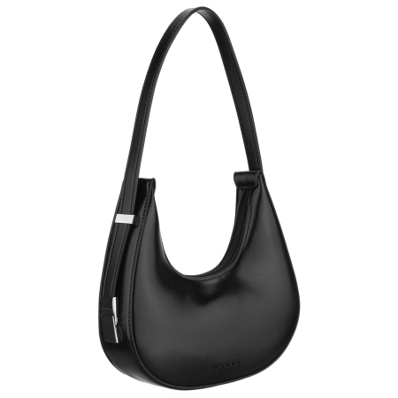  Handbags - Geantă pentru femei din piele ecologică neagră cu închidere cu fermoar - Rovicky