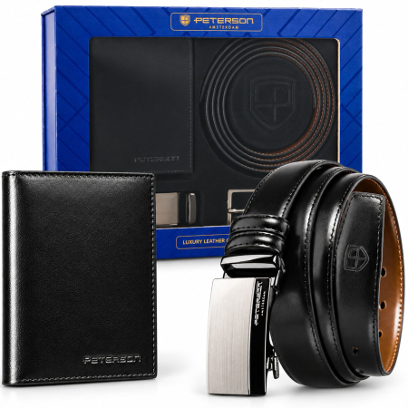  Handbags, Wallets & Cases  - Set cadou: Portofel vertical din piele neagră și curea reversibilă cu catarame interschimbabile - Peterson - Leonardo – L’Artigiano