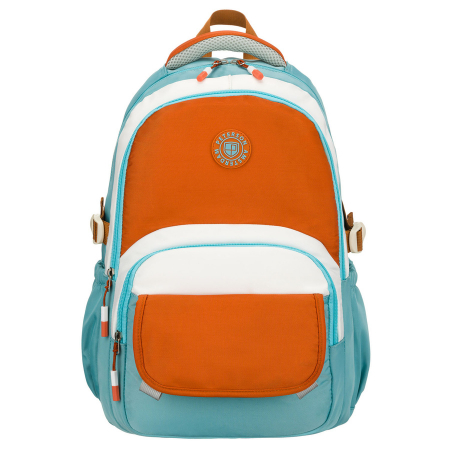 Rucsacuri Dama - Rucsac școlar albastru și portocaliu rezistent la umezeală cu compartiment pentru laptop - Peterson PTR-PTN 8592-1358 BLUE