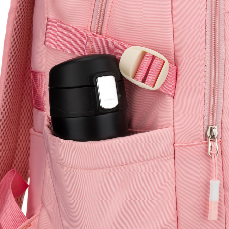 Rucsac școlar elegant din poliester roz cu bretele reglabile - Peterson PTR-PTN 8594-1396 PINK [19]
