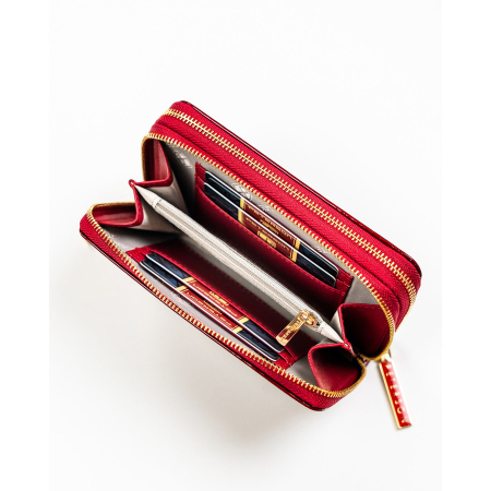 Portofel de damă cu fermoar, mărime medie, roșu, din piele ecologică lăcuită - Peterson PTR-PTN 007-BC-7274 [9]