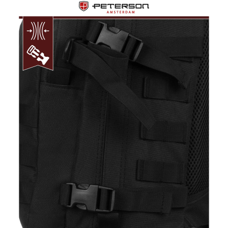 Rucsac militar negru cu bretele reglabile, trei compartimente - Peterson PTR-PTN BL003-8069 BLACK [5]