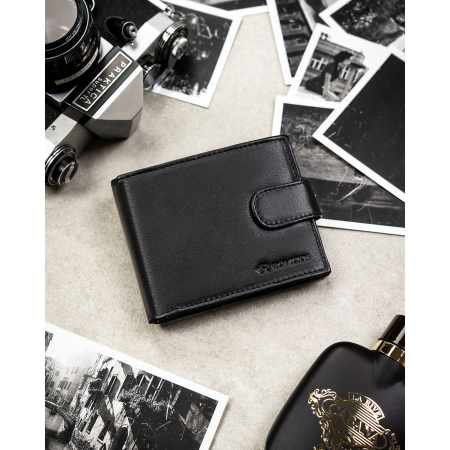 Portofel bărbătesc mare, negru, din piele naturală, cu sistem RFID și închidere cu capsă - Rovicky PTR-0670L-RVD-0222 BLACK [2]