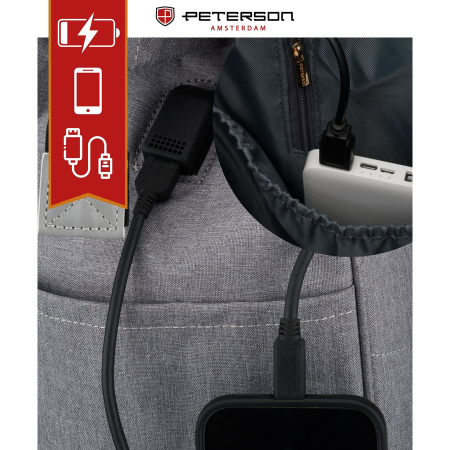 Rucsac gri pentru femei din poliester cu fermoar sigur - Peterson PTR-PTN ALFA GRAY [12]
