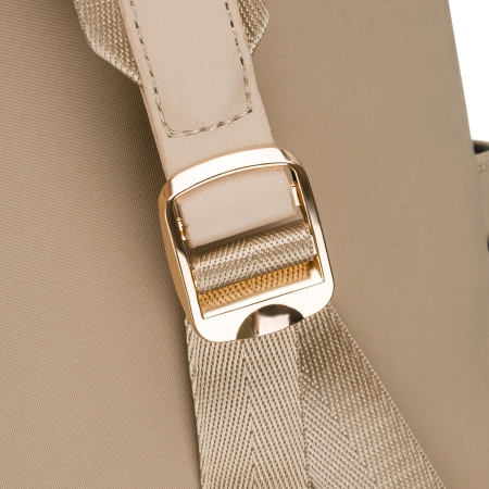 Rucsac bej pentru femei din nailon și piele ecologică cu fermoar - Peterson PTR-PTN JN-17-0405 BEIGE [13]
