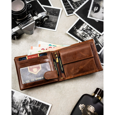 Portofel mare bărbătesc din piele, maro, cu sistem RFID - Peterson PTR-PTN N992-LWC-0734 CO [5]