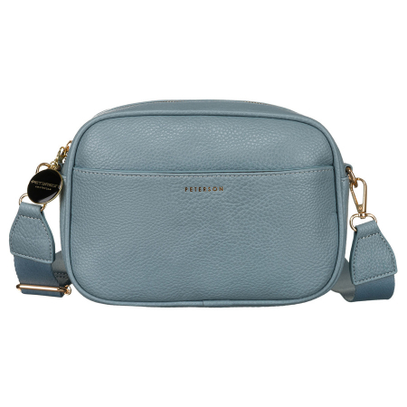 Geantă de damă albastră crossbody cu curea de umăr îngustă și lată, piele ecologică, Peterson PTR-PTN STY-2-F19 BLUE [1]