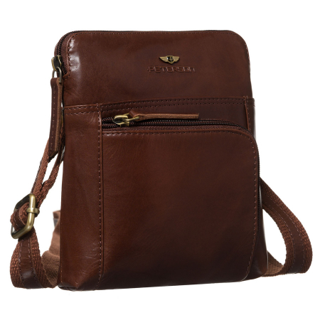  Handbags - Geantă bărbătească maro din piele naturală cu fermoar - Peterson PTR-PTN 1904-TUM-0666 BR