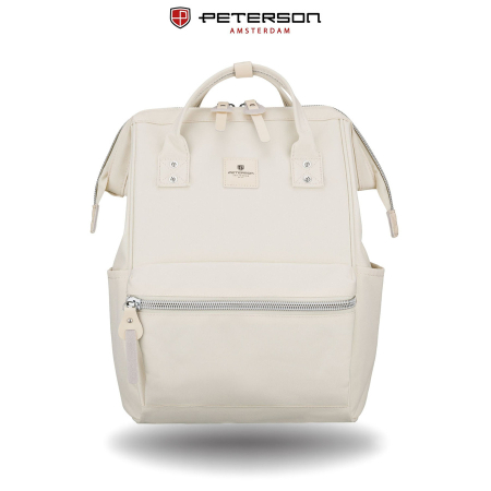 Rucsac ecru pentru femei din poliester cu compartiment pentru laptop și port USB - Peterson PTR-PTN BETA ECRU [1]