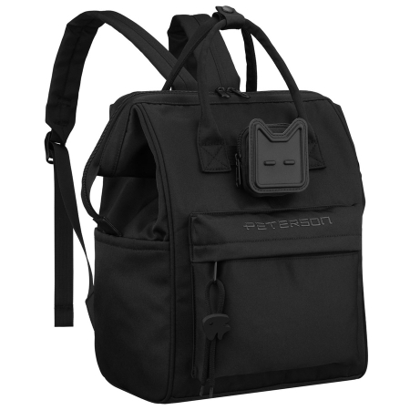 Rucsacuri Dama - Rucsac de damă cu compartiment pentru laptop, fabricat din poliester negru - Peterson