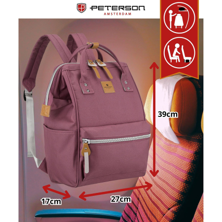Rucsac mov pentru femei din poliester, cu spațiu pentru laptop și port USB - Peterson PTR-PTN BETA PURPLE [1]