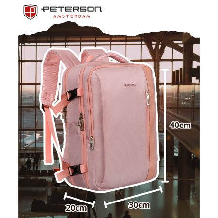 Rucsac cu spațiu pentru laptop roz, suspendat pe bretele reglabile - Peterson PTR-PTN 24403-6942 PINK [1]