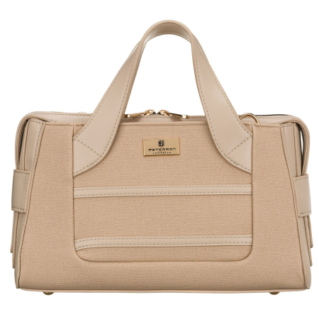 Genti Dama - Geantă elegantă de damă, bej, din material sintetic, închisă cu fermoar - Peterson PTR-PTN FORSYCJA BEIGE
