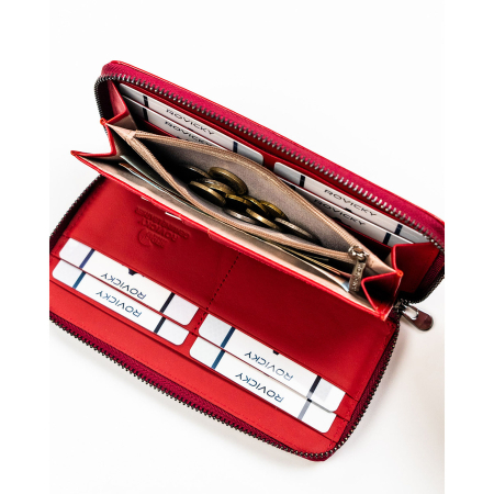 Portofel mare de damă cu fermoar, roșu, piele lăcuită, naturală și ecologică, RFID STOP - Rovicky PTR-RPN-25-YM-5814 [7]