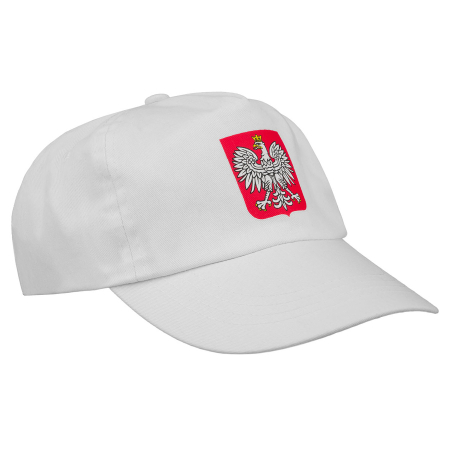 Produse noi - Șapcă de baseball albă din bumbac cu stema Poloniei PTR-CZAPKA PATRIOTYCZNA