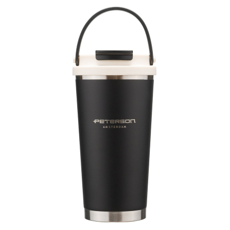 Cană termică neagră, practică, din oțel inoxidabil, cu mâner practic, capacitate 560 ml - Peterson [5]