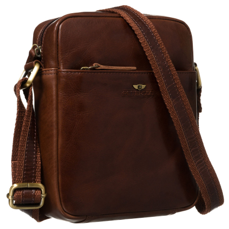  Handbags - Geantă bărbătească maro, cu un singur compartiment, din piele naturală - Peterson PTR-PTN 720-TUM-0529 BRO