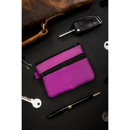 Husa din piele naturala de culoare mov, inchis cu fermoar PTR-KC-01-PDM PURPLE [2]