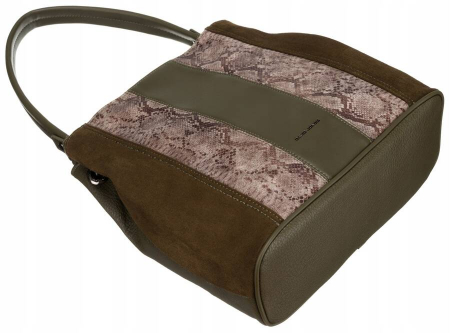 Geanta de dama din piele ecologica cu model de sarpe - David Jones PTR-6885-4 KHAKI [7]